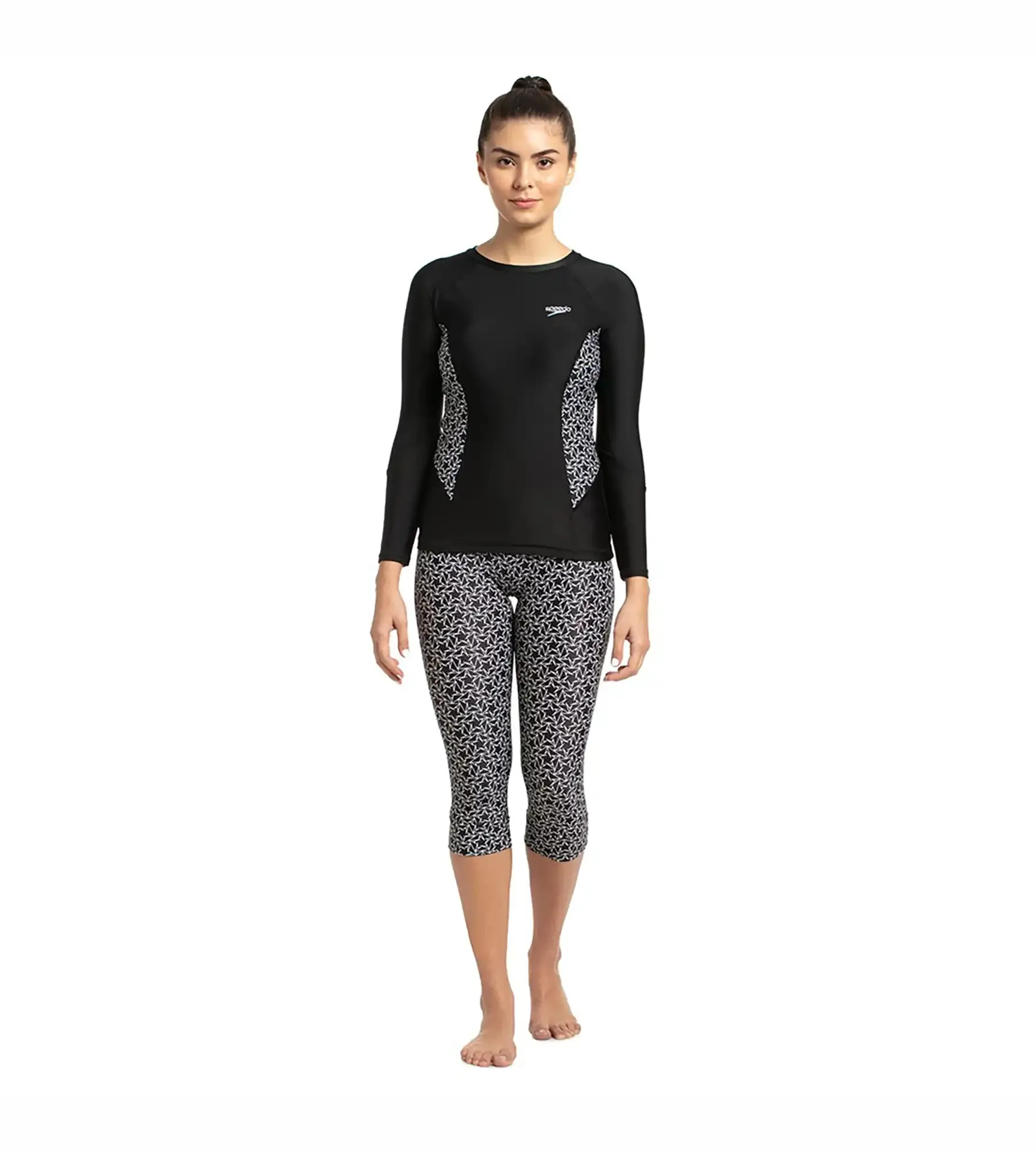 Women's Endurance Boomstar Printed Long Sleeve Suntop - Black & White