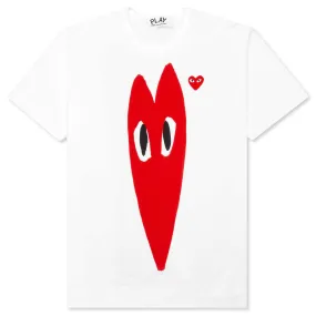 Women's Red Emblem Long Heart T-Shirt - White