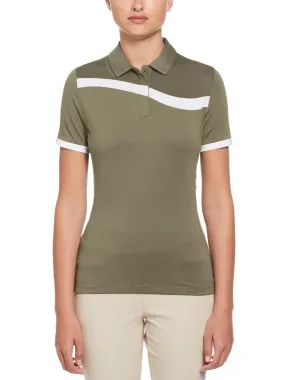 Womens Swing Tech Asymmetrical Color Block Golf Polo