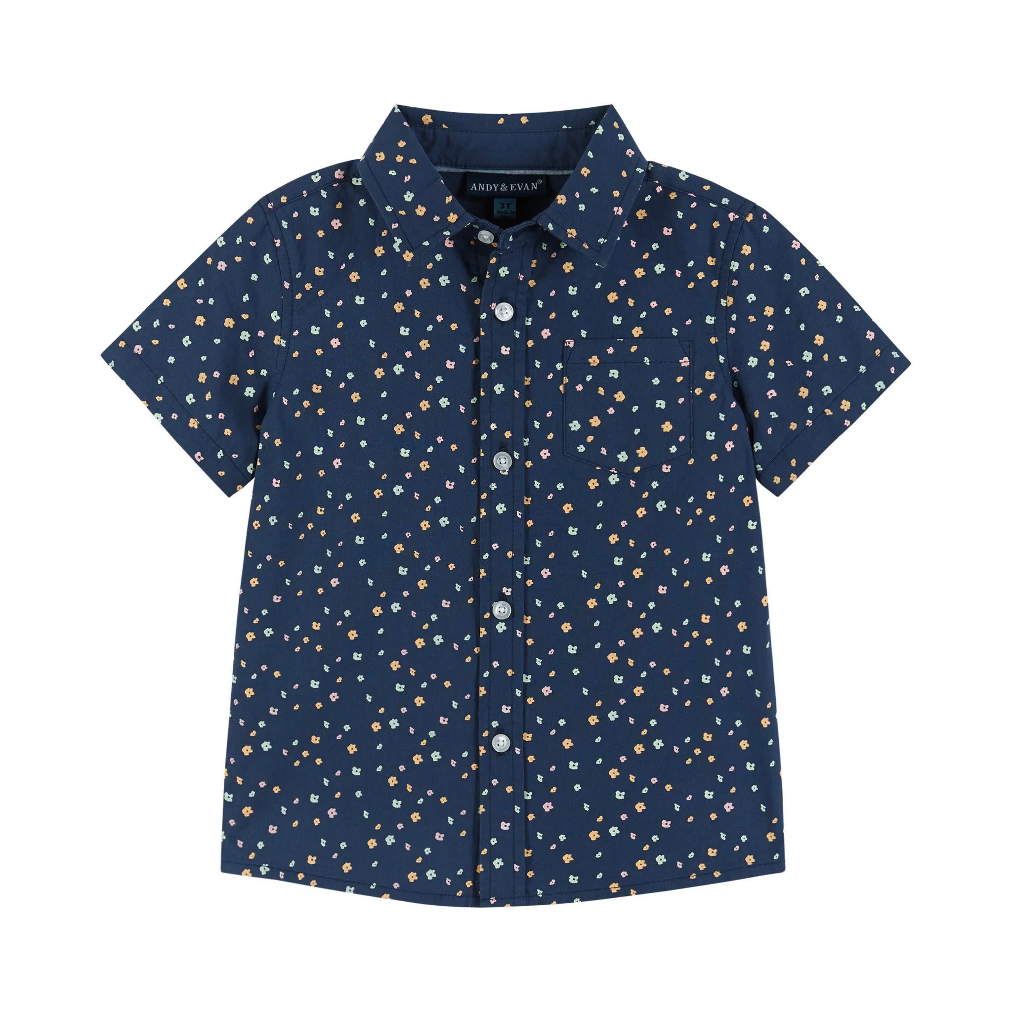 Woven Buttondown Shirt and Short Set | Navy Floral