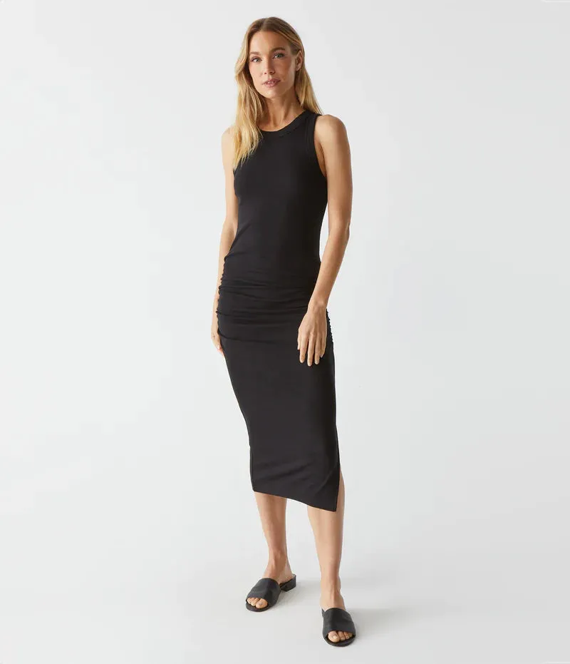 WREN RIBBED MIDI DRESS (BLACK) - MICHAEL STARS