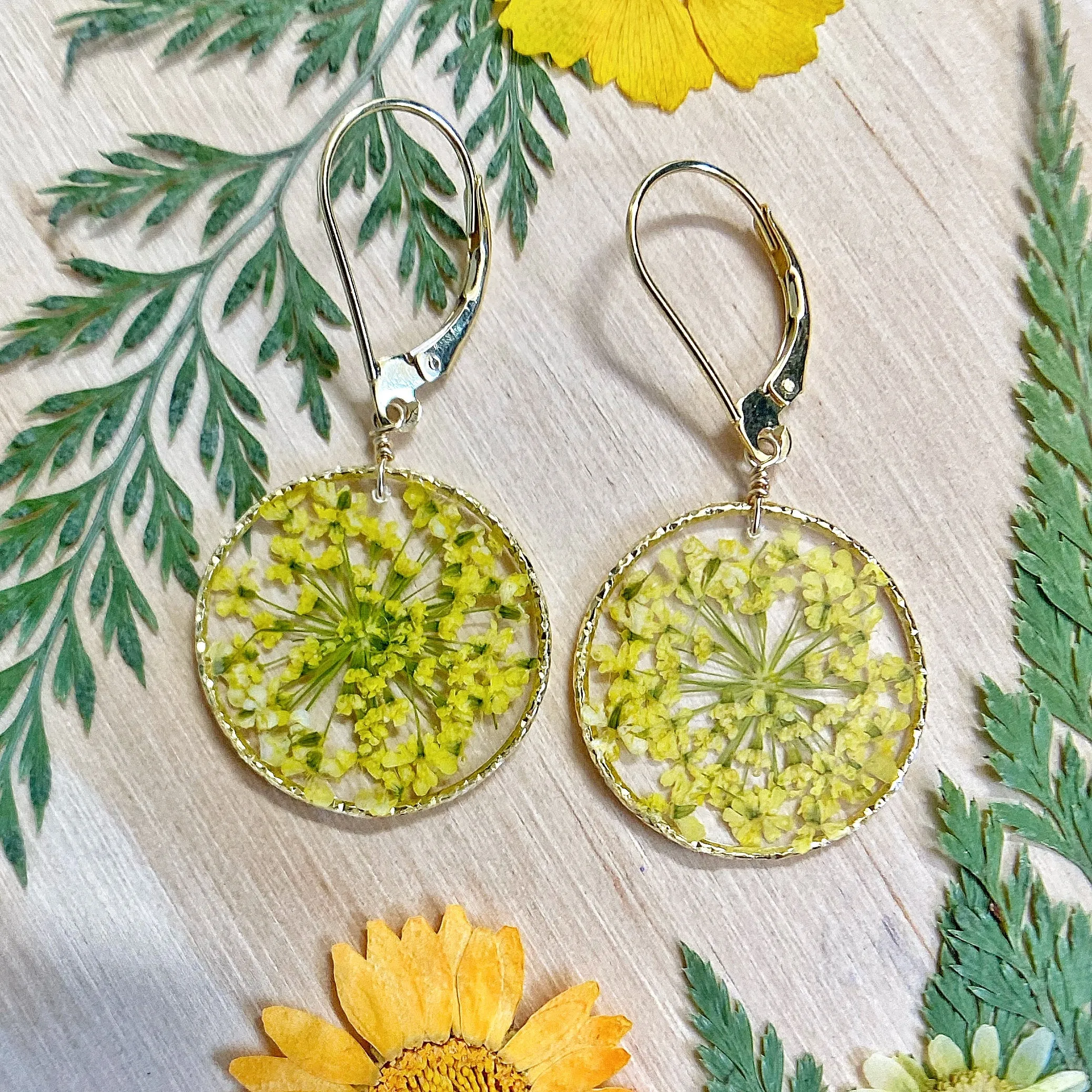 Yellow Queen Anne’s Lace Earrings - BG37