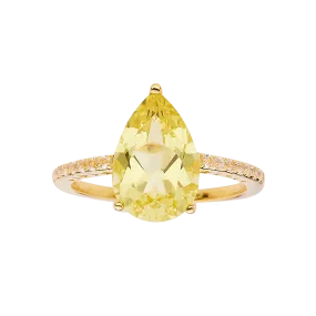 Yellow Sapphire Teardrop Statement Ring